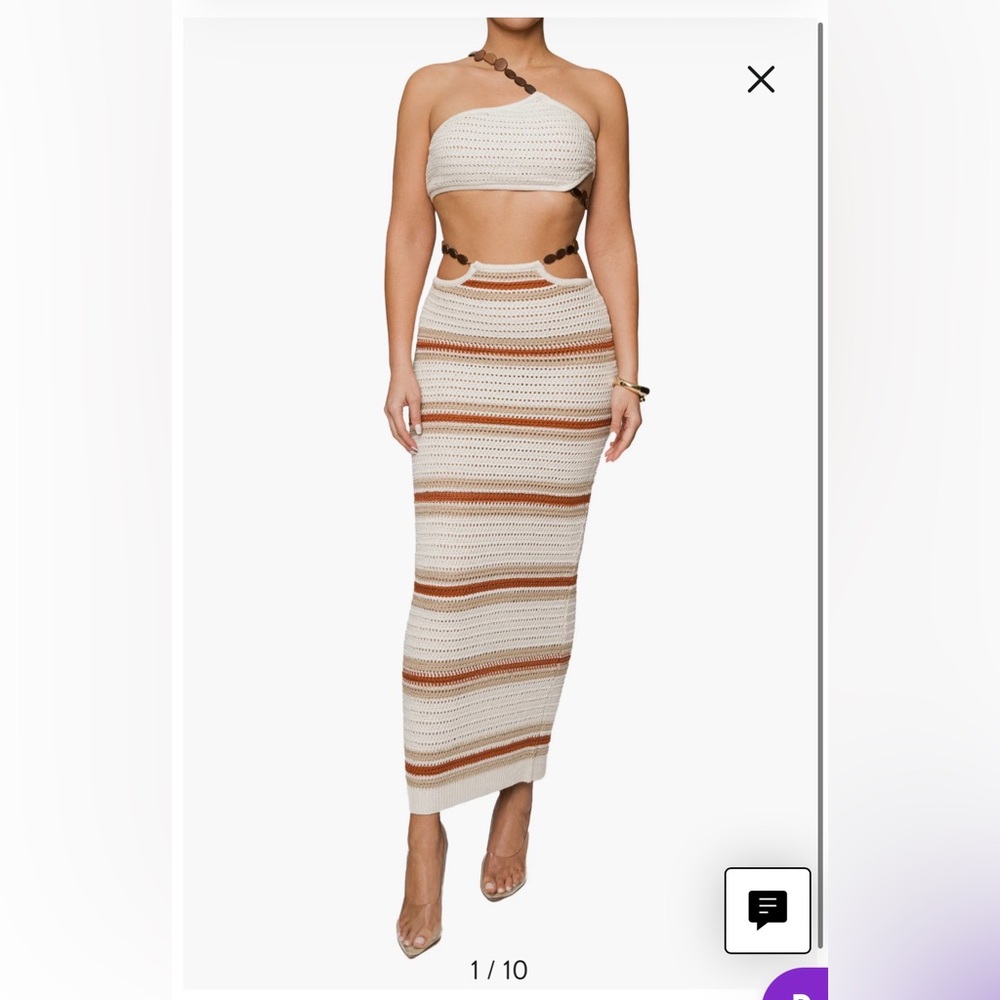 JLUX LABEL Isla Cutout Detail One-Shoulder Crochet Dress